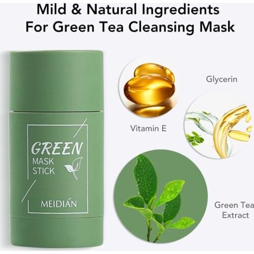 MEIDIAN Green Tea Eggplant Purifying Clay Stick Deep Cleansing Oil-Control Whitening Face Anti-Acne Blackhead