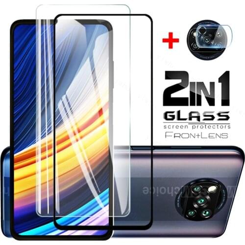 2in1 Glass For Xiaomi Poco X3 Pro Glass For Poco X3 Pro Full Screen Protector Pocophone X3 Pro F3 m3 x3Pro f M x 3 NFC Lens Glas