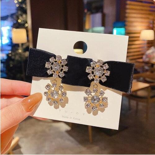 S925 Needles Super Flash Zircon Earrings All-Matching Graceful Sense of Quality Winter 2020