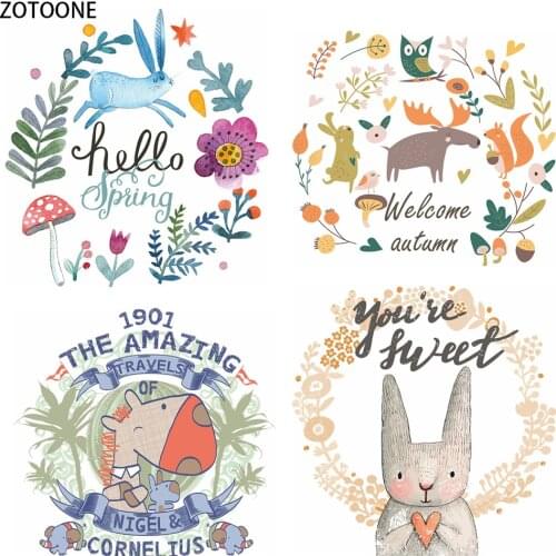 ZOTOONE Flower Animals Patches for Clothing DIY Heat Transfers Thermal for T-shirts Stickers Applications Iron on Stickers Gifts