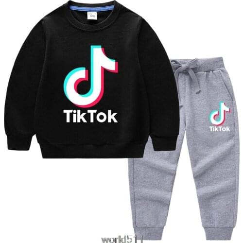 Cartoon Hoodies+Pants Sets Tik Tok Children Baby Girl Clothes Kids Sweatshirt Autumn Tik Tok Printing Hooded Tops Clothing