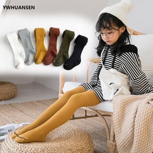YWHUANSEN 1 to 6Yrs High Quality Spring Autumn Girls Striped Tight Pure Color Cotton Childrens Pantyhose Toddler Collant Enfant