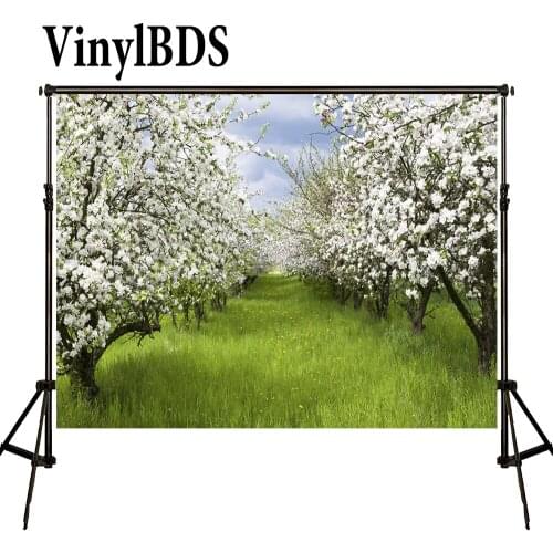 VinylBDS Spring Forest Photography Backdrops Green Lawn Background Scenic Photography Backdrops Outdoor Wedding Background