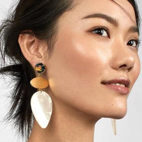 JERPVTE Vintage Big Resin Water Drop Pendant Earrings For Women Jewelry Bijoux Wholesale Charm Dangle Statement Earrings