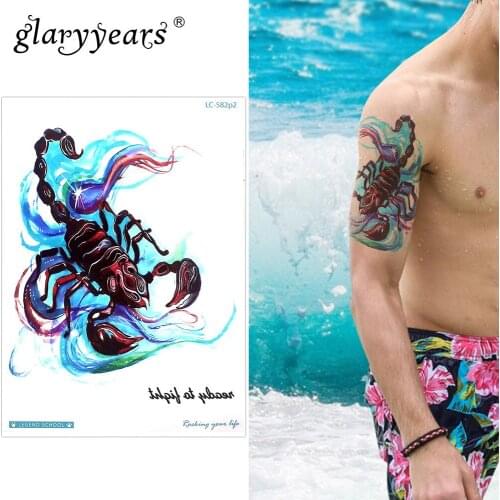 Glaryyears Small Arm Temporary Tattoo Sticker Red Fake Tatoo Scorpion Flash Tatto Waterproof Small Body Art Men Women LC-582p2