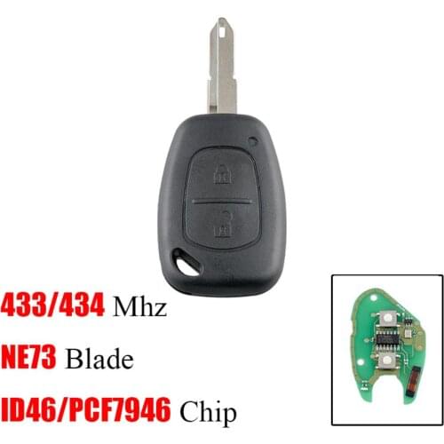 High Quality Smart Car Key Shell For Renault Universal 2-button Remote Control N72 N73 Comes With PCF7946 434 Frequency