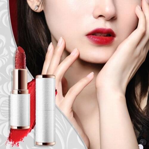 Xizi Guochao Style Carved Ceramic Lipstick 8 Colors Matte Lipsticks Pencil Waterproof Lasting Lip Stick Non-Stick Cup Makeup