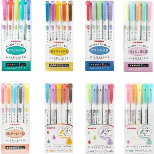 Zebra 25 Colors Double-Sided Highlighter Mildliner Pens Plus NEW 15 Colors Mildliner Brushes Value Set