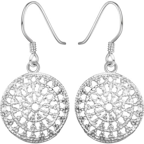 ZEMIOR Round Bag Simple Round Shape Earrings Vintage Hollow Out Creative Design Earrings For Women Jewelry Gift Hot Selling