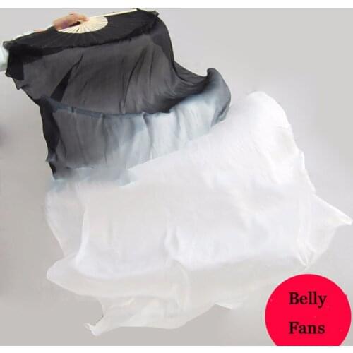 New Arrival Belly Dance Fans For Ladies 100% Silk Veil Girl Women Black White Fantasia Professional Performance Accessories10423