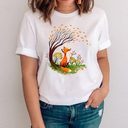 Women Graphic Mujer Camisetas Clothing Printing Fox Cartoon Animal Clothes Lady Tops Clothing Tees Print Female Tshirt T-Shirt