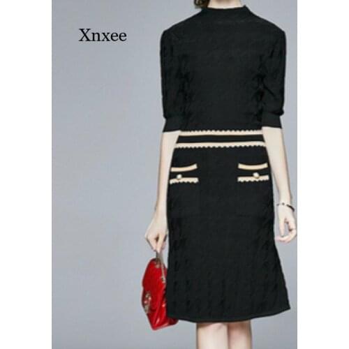 Women Sweater Pencil Dress Half Sleeve Women Casual Autumn Women Sweater O-Neck Fashion Pull Oversize Knitted Dresses Clothing