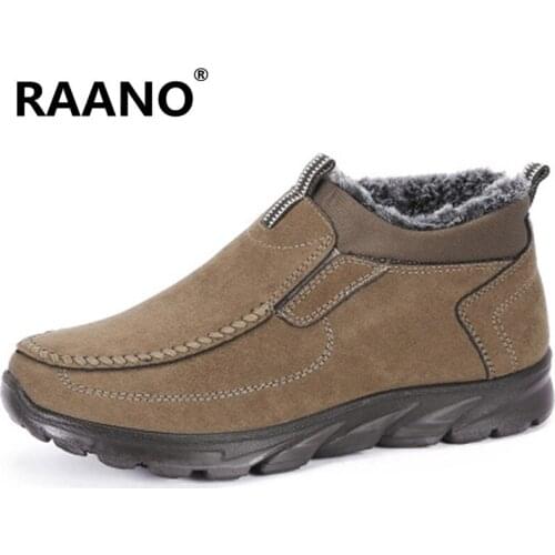 Size 38-48 Winter New High Mens Cotton Boots Middle-aged Father Plus Velvet Thick Warm Shoes Faux suede Casual Ankle Snow Boots