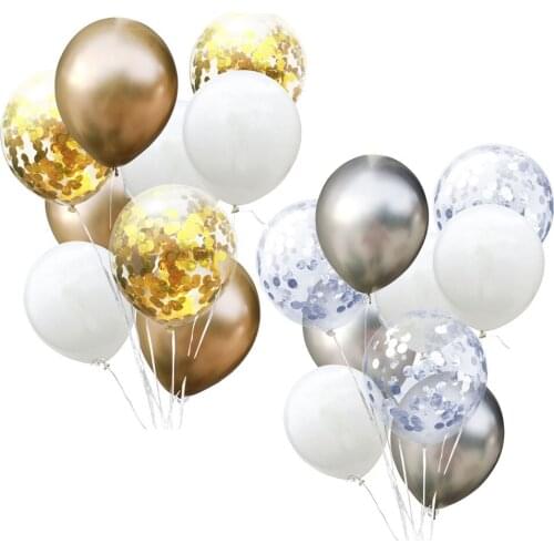 ZLJQ Gold Silver Chrome Metallic Latex Balloons Mix Color Confetti Ballon For Wedding Decorations Kids Birthday Party Supplies 7