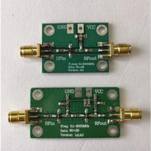 0.1-2000MHz RF Amplifier Wideband High Gain 30dB 60db Low Noise Amplifier LNA Broadband Module Receiver