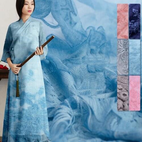 1 Meter Jinxiu Weiyang Handmade Grass Dyed Embroidery Cloth Real Silk Fabric Garment Material