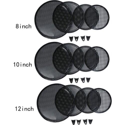 1Pcs Car Door Loudspeaker Trim Covers 8/10/12 inch Black Metal Mesh Round Car Subwoofer Speaker Cover Part Car Speaker Cover New