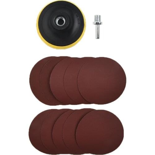10PCS 4 Sanding Disc Paper Hook Loop Sander + Backer Pad + Drill Adapter