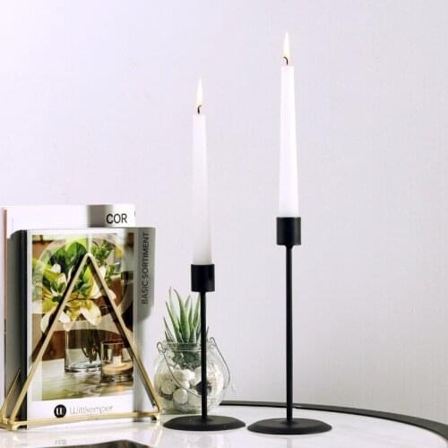 2Pcs/ Set European Metal Candle Holder Simple Black Wedding Decoration Bar Party Living Room Decoration Home Decoration