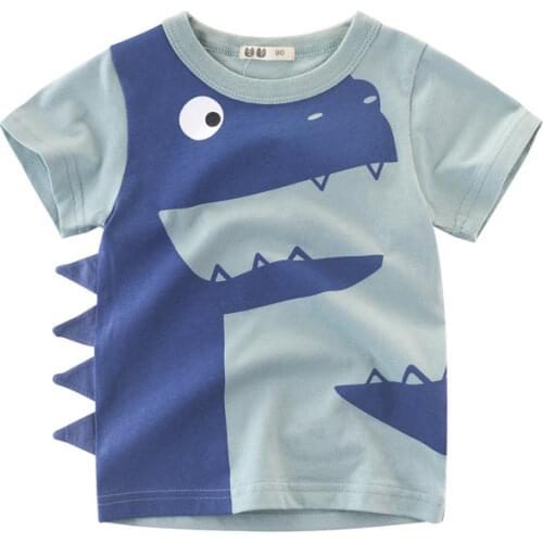 2021 Summer Childerns T-shirt Kids Clothes 3D Dinosaur Print T Shirt Boys Girls Cotton Baby Casual Cartoon Tops 2-10Y Dropship