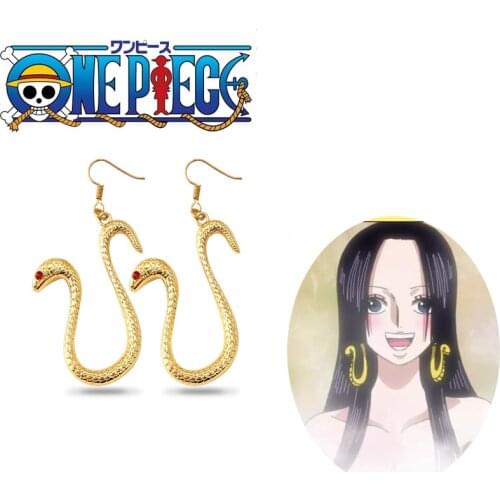 Anime One Piece Boa Hancock Earrings Gold Color Snake Shape Pendant Earrings For Women Girls Cosplay Jewelry Gifts