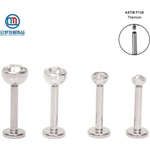 ASTM F136 Titanium Internally Threaded Crystal Ball Piercing Tragus Body Jewelry