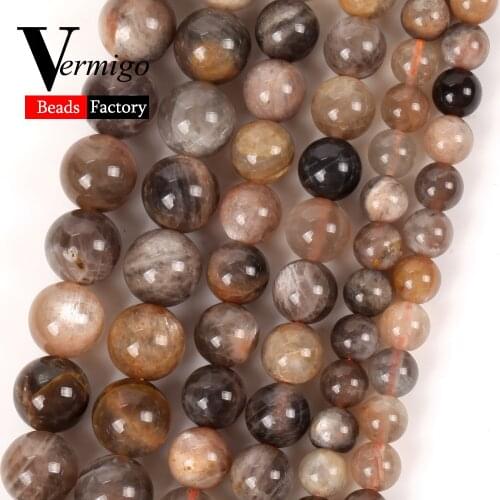 6/8/10mm Natural Gemstones Black Sunstone Beads Round Loose Stone Beads for Jewelry Making Diy Bracelet Necklace Accessories