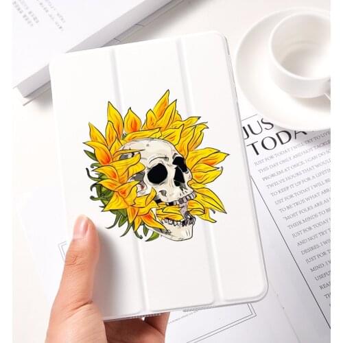 Ipad2 3 4 White Leather PU Hard Back Case Flower Skull Set Cover Protective For 2020 iPad Pro 11 12.9 10.5 7.9 inch Mini 1 2 3 5