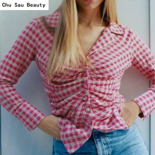 Женские рубашки в клетку Chu Sau beauty China At AliExpress