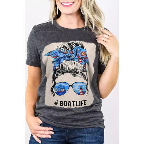 Colored Boat Life Sunglasses T-Shirt funny 100% Cotton women graphic harajuku Fashion grunge casual quote unisex tshirt top tee