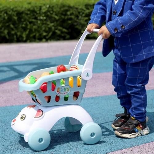 Childrens shopping cart, toy girl, It can be cut, vegetable and fruit doll, supermarket, trolley, babys kitchen