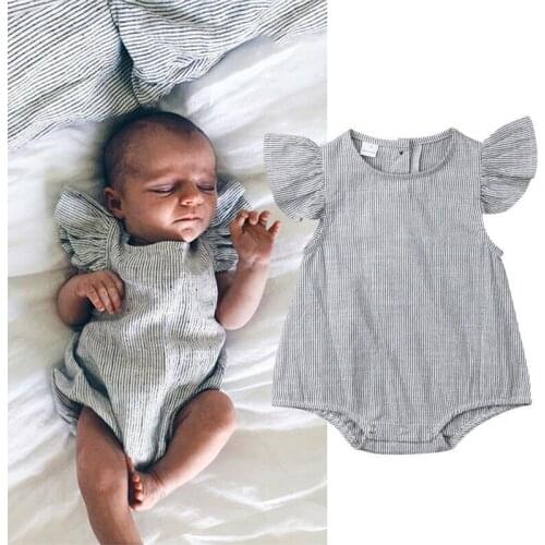 0-18M Unisex Baby Rompers Sleeveless Striped Baby Girls Romper O-Neck Black Baby Boys Clothes Newborn One Piece Playsuit Toddler