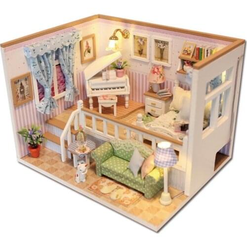 DIY Dollhouse Modern Style M026 Doll House Miniature With Furnitures 7-15 Years Old Assemble Wooden Toys For Child Educational