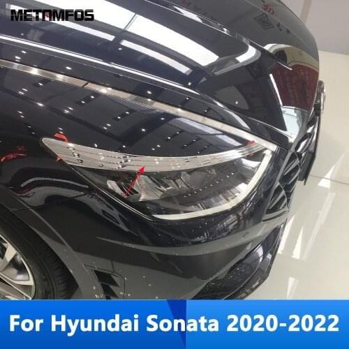 For Hyundai Sonata 2020 2021 Chrome Head Light Lamp Eyelid Eyebrow Headlight Molding Trim Decoration Accessories Car Styling