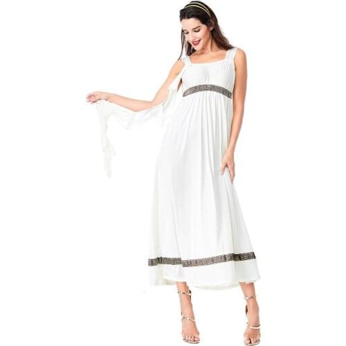 Halloween Costume Female Greek Goddess Cosplay Arabian Medieval Roman Couple White Dress
