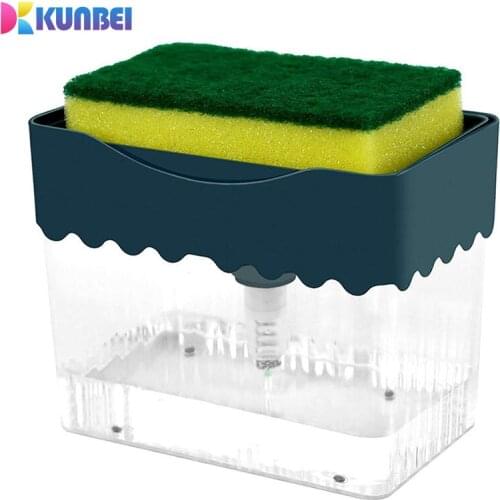 KUNBEI Sponge Holder Organizer Dish Soap Dispenser for Kitchen Refillable Liquid Soap Dispenser Kitchen Sink Storage