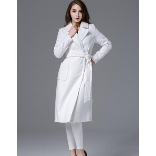 Savabien Women Coats and Jackets Elgeant Winter White Wool Coat Lapel Long Sleeve Oversized Wool Jacket Female Runway Streetwear