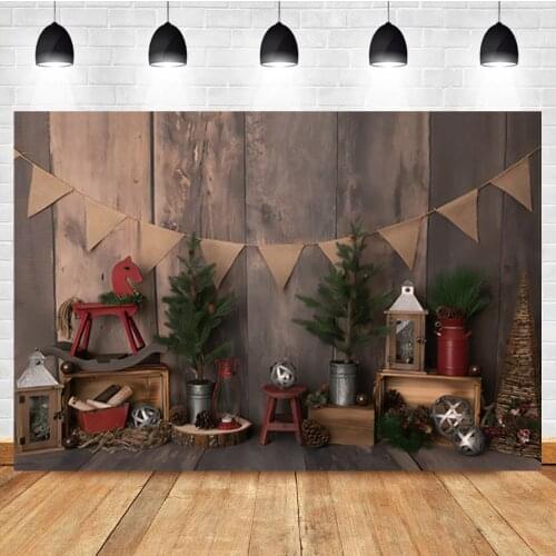 Laeacco Wooden Board Christmas Tree Toy Newborn Birthday Portrait Photo Background Photographic Backdrop For Photo Studio