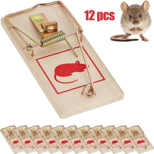12Pcs Critter Catcher Pest Control Reusable Wooden Mouse Traps Bait Mice Trap Pest Control Mousetraps Garden Supplies