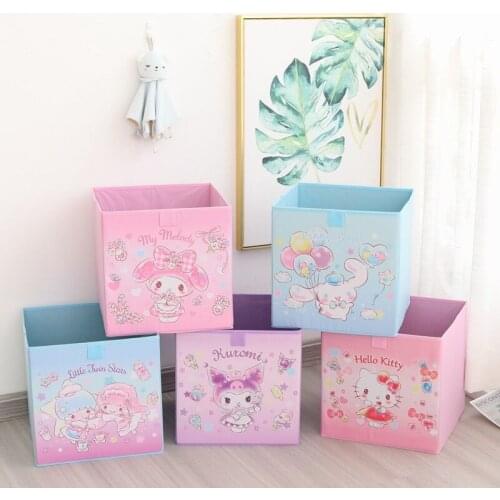 Kawaii Foldable Toy Storage Bins Square Cartoon Books Storage Box Eco-Friendly Oxford Cloth Pencil Box Storage Cubes Organizer