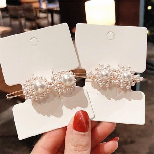Fashion Women Imitation Pearls Hair Clips Headwear Hairpins Barrettes Alloy BB Hairgrip Girls Hair Accessories