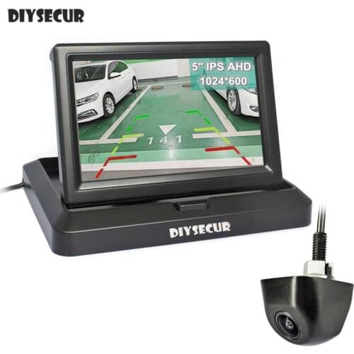 DIYSECUR 5" 1024x600 IPS AHD Car Monitor 1920*1080P HD 170 Degree Starlight Night Vision Vehicle Camera Reverse for Car SUV MPV