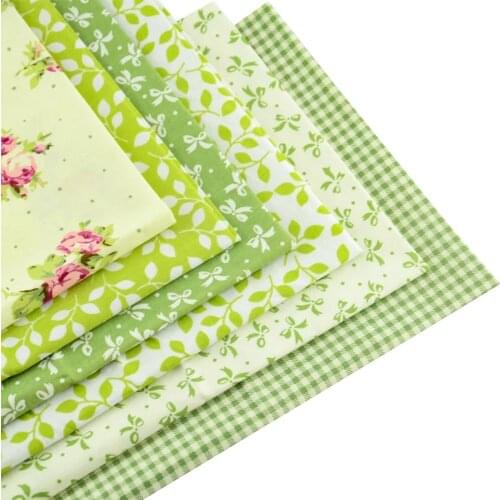 New Red Flowers and Green Leaves Print Cotton Fabric for dolls Tissu 6pcs 40x50cm DIY Dress Material tecido tela patchwork