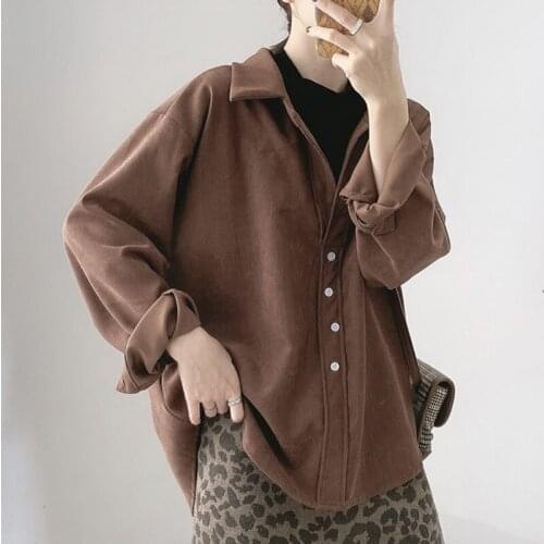 Solid Shirts for Women 2021 Long Sleeve Casual Chiffon Turn-Down Collar Button Korean Fashion Clothing White Ladies 0876