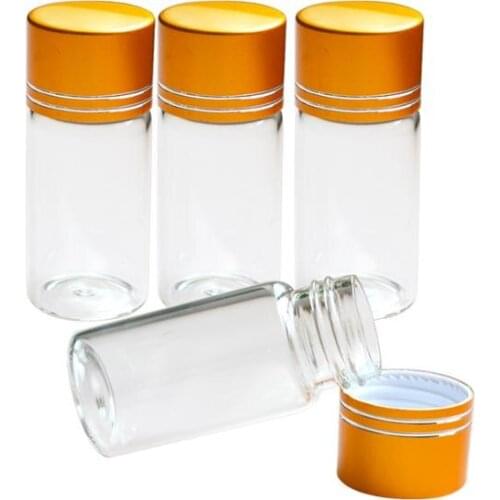 Wholesale 10 Pcs 10ml Small Clear Empty Bottles Glass Vials With golden Screw Caps 22*50MM