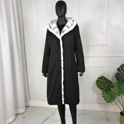Parka with fox fur big large fox fur collar and liner rabbit fur thick warm fashion new Detachable Casual style natural fur coat
