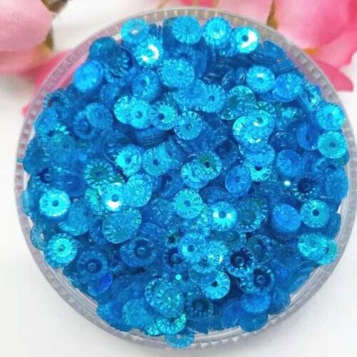 50g 4mm Round Wheel Flower Loose Sequins Sewing PVC DIY Paillette Transparent Dark Blue AB