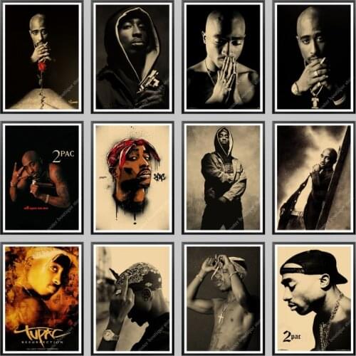 2Pac poster, Tupac poster,2Pac Tupac Shakur Vintage Kraft Paper Poster Wall Painting Home Decoration Art Wall Stickers