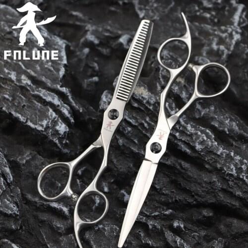 FnLune 6.0 Japan Steel Professional Hair Salon Scissors Cut Barber Accessories Haircut Thinning Shear Hairdressing Tool Scissors