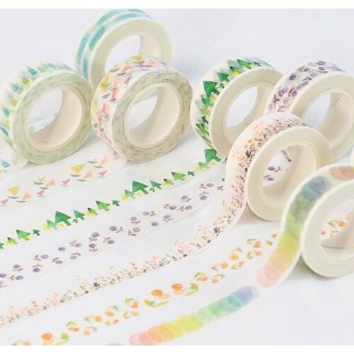 Romantic Floral Paper Washi Tape 15mm*10m Flowers Masking Tapes Decorative Stickers DIY Stationery School Supplies Scrapbook